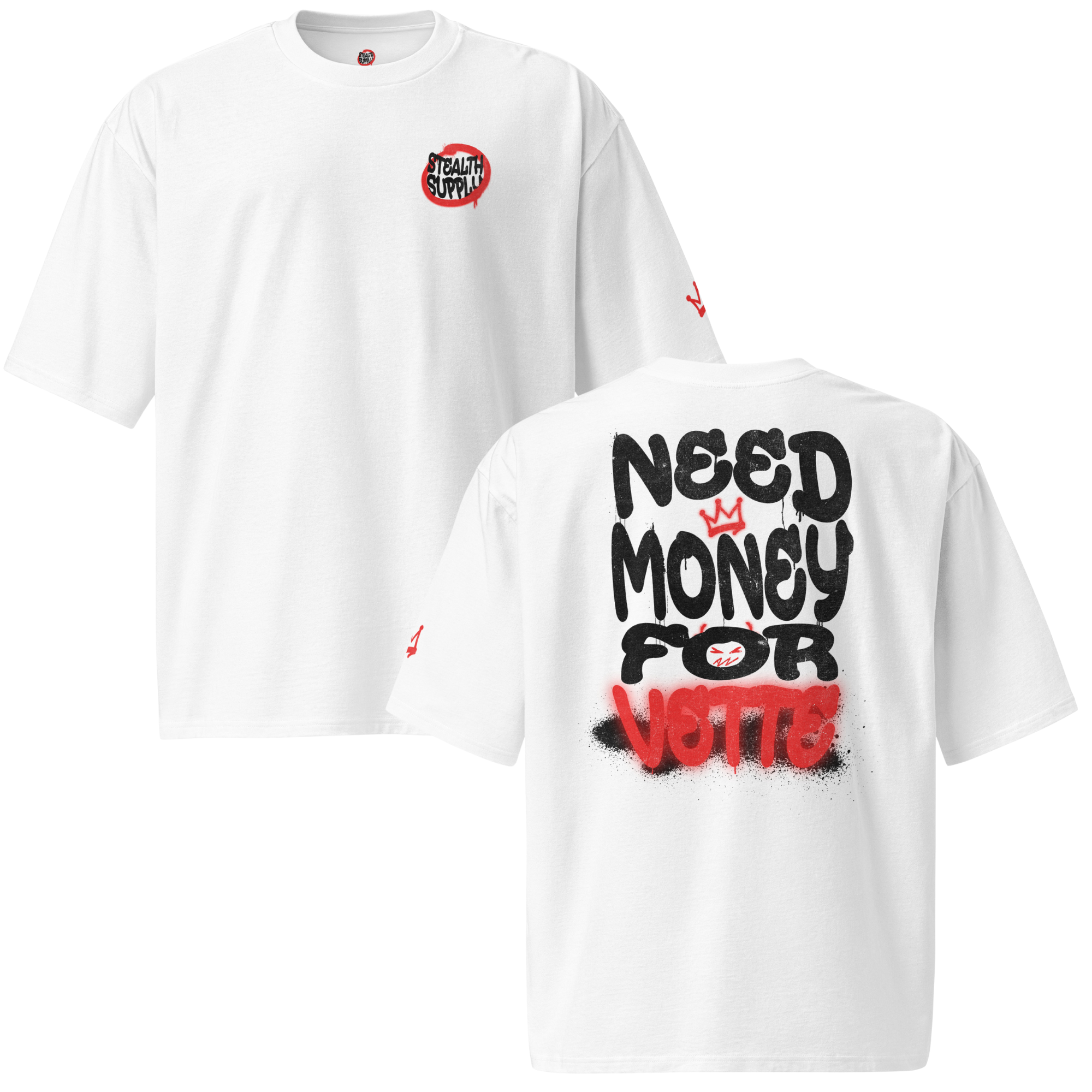 NEED MONEY FOR VETTE OVERSIZED TEE (WHITE)