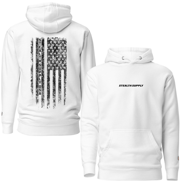 Stealth American Flag Hoodie (White)
