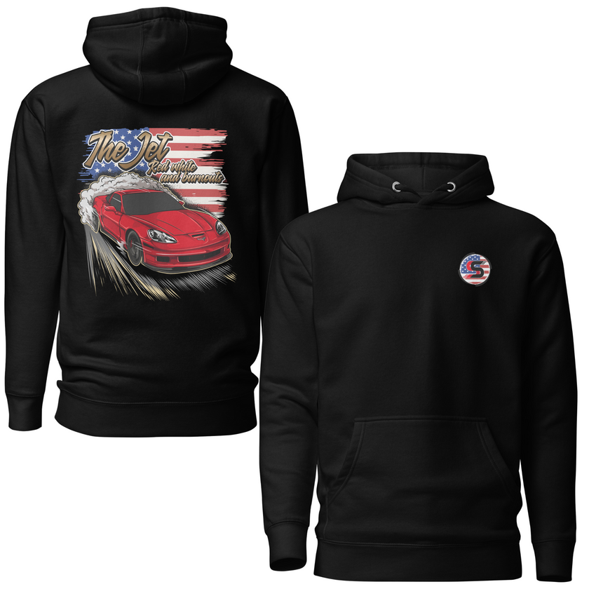 Red, White, and Burnouts Hoodie (Black)